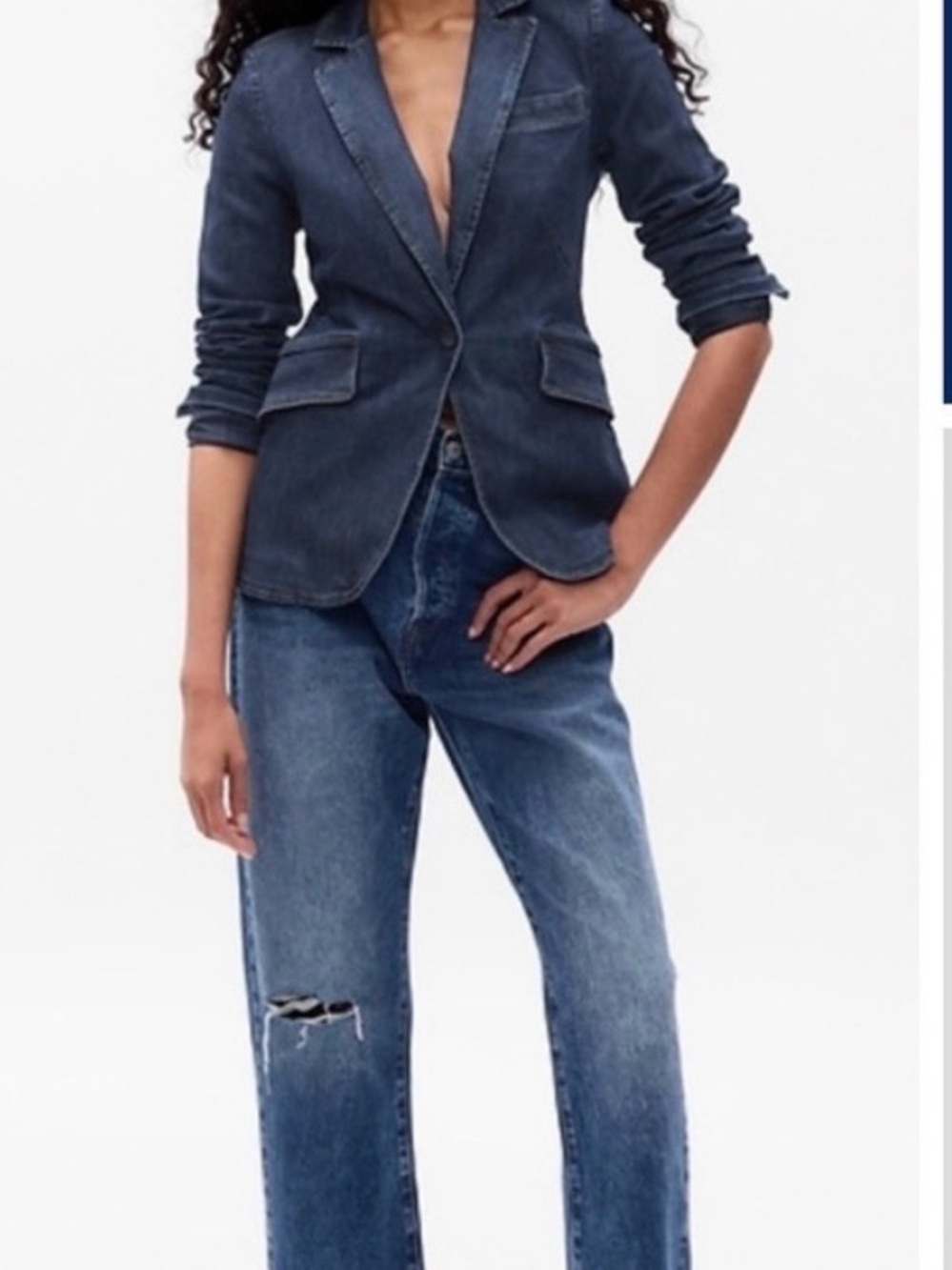 NWT Gap Dark Blue Denim Blazer - Tailored Women's Suit Jacket